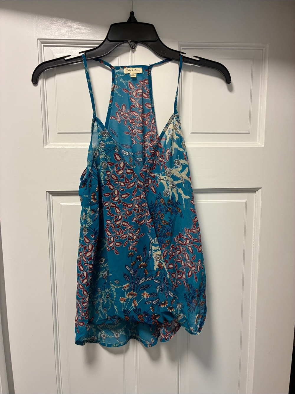 Lily White Teal Floral Racerback Camisole